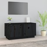 Comodă TV, negru, 80x35x40,5 cm, lemn masiv de pin