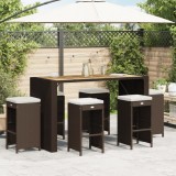 Set 6 Scaune Bar Gradina Gossi, Maro Poliratan, Perne Incluse, Huse Lavabile, Cadru Otel, 40x40x76 cm