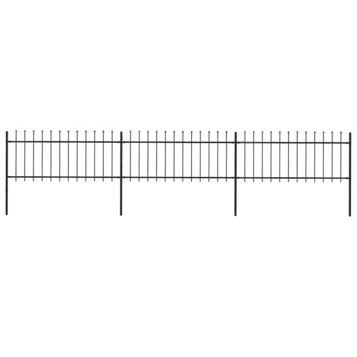 vidaXL Gard de grădină cu v&acirc;rf suliță, negru, 5,1 x 0,8 m, oțel
