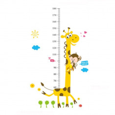 Sticker cu gradatie Metru Girafa autocolant de perete pentru camera copii, 90x60cm foto