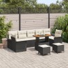 Gossi set de canapea de gradina cu 10 piese cu perne gri poli-ratan acacia