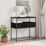 VidaXL Măsuță consolă, stejar negru 75x40x75 cm lemn prelucrat și oțel