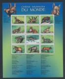 CONGO-Animale din toata lumea-lup-coyot-caine viverin-Bloc cu 12 timbre, Nestampilat