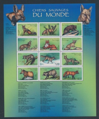 CONGO-Animale din Africa- leopard-pantera-leu-jaguar-Bloc cu 12 timbre foto