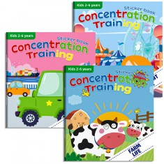 Set 3 Carti Educative cu Stickere Autocolante, Flippy, Model Ferma, Masini, Parc de Distractii, 14.5 x 15.6 cm, Copii 2-6 ani