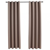 Cumpara ieftin Draperii opace cu inele metalice, 2 buc, gri taupe, 140x175 cm