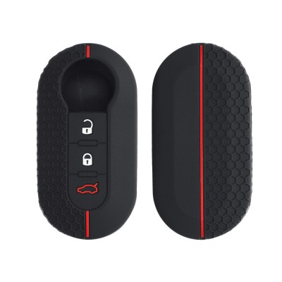 Husa Cheie Auto pentru Fiat / Lancia - 3 Butoane, kwmobile, Silicon, Negru, 56383.01 foto