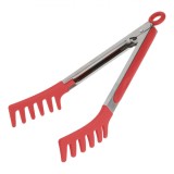 Clește Paste Făinoase, Model 26cm, V&acirc;rf Silicon, M&acirc;ner Metalic, Roșu-Argintiu, Oem