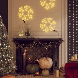 vidaXL Figurină Fulg de Zăpadă de Crăciun LED 2 buc. alb cald 27x27 cm