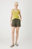 Medicine pantaloni scurți de trening culoarea verde, neted, medium waist