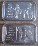 2 lingouri argint pur 62,20 grame : căutătorii de comori, Vestul sălbatic