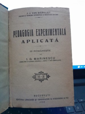 Pedagogia experimentala aplicata - J.J. Van Biervliet foto