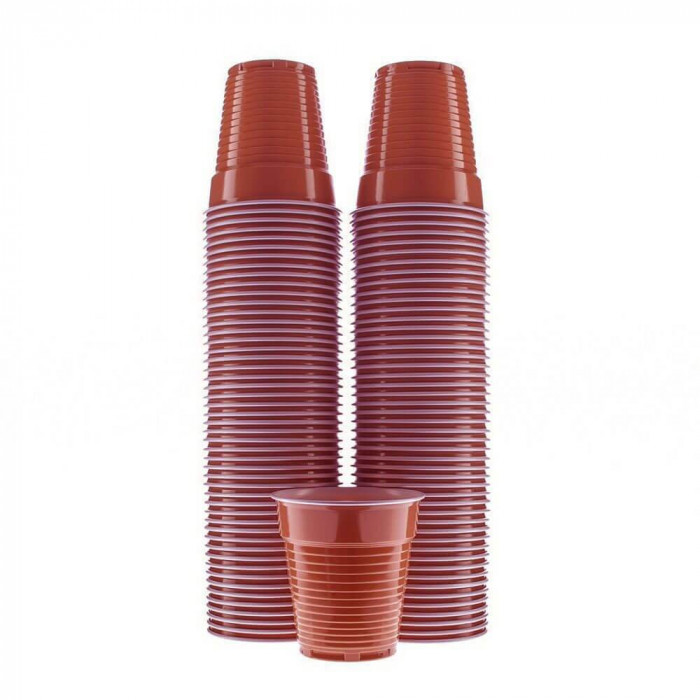 Pahare Plastic Unica Folosinta, 166 ml, 100 Buc/Set, Culoare Maro, Pahare din Plastic Tonomate, Pahare Maro de Unica Folosinta, Pahar pentru Tonomatel