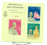 ECUADOR, PAPA PAUL VI - BLOC MNH IMPERF.