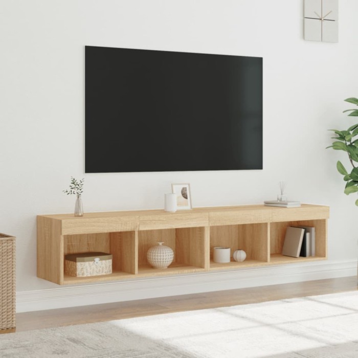 Gossi comode tv cu lumini led, 2 buc., stejar sonoma, 80x30x30 cm