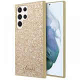 Guess Husa TPU Glitter Flakes Metal Logo Samsung Galaxy S24 Ultra Auriu