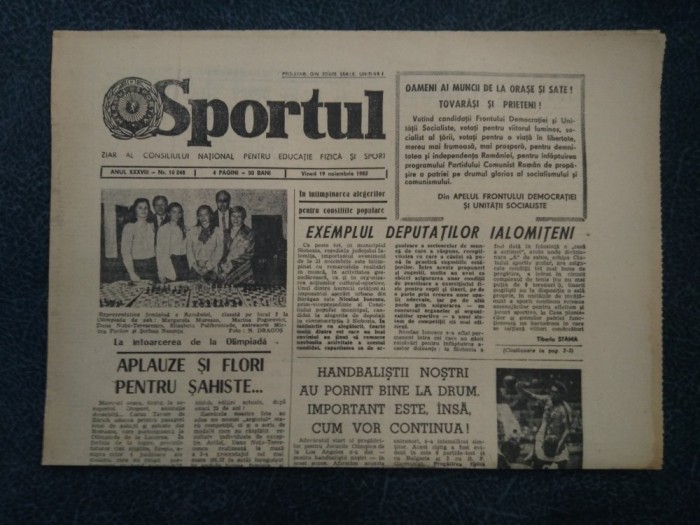 ZIARUL SPORTUL 19 NOIEMBRIE 1982