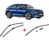 Cumpara ieftin Set 3 stergatoare AUDI Q5 Sportback (FYT) 2020, pentru parbriz si luneta, Valeo HydroConnect