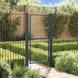 vidaXL Poartă de gard din plasă, gri, 100 x 225 cm, oțel galvanizat