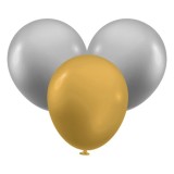 Set 20 baloane pentru Petrecere, Argintiu si Auriu - 13cm