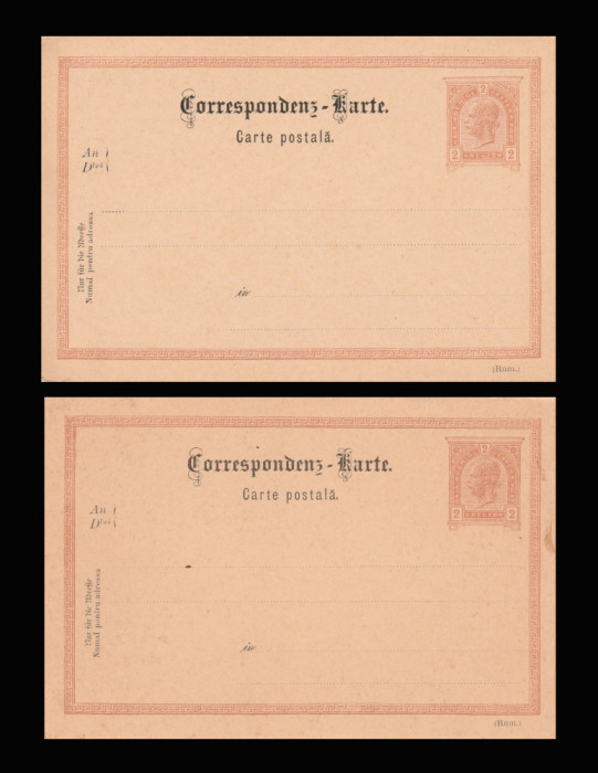 1890 Bucovina 2 CP simple bilingve 2 kr Franz Josef efigia spre stanga varietati