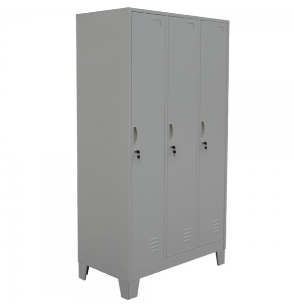 Vestiar metalic Premium cu picioare 3 usi 900x500x1920 mm (LxlxH), neasamblat, PLUS