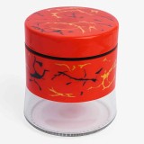 Recipient din sticla Pufo Fancy pentru zahar, cafea, ceai sau condimente, cu capac ermetic, 400 ml, rosu