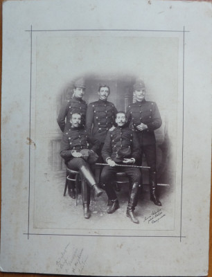 Fotografie pe carton , Voluntarii Corpului Magheru la Campina in 1896 foto