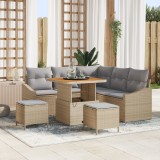 vidaXL Set de canapea de grădină cu 8 piese și perne bej din ratan sintetic Acacia