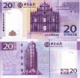 Bancnota Macau 20 Patacas 2013, Banco da China, UNC, Ne流通