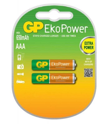 Set acumulatori R3 AAA 650mAh NiMH Eko 2buc/blister GP foto