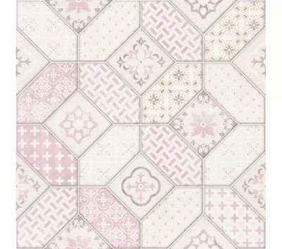 Tapet faianta retro lavabil, crem, roz, imitations2 6315-05 foto