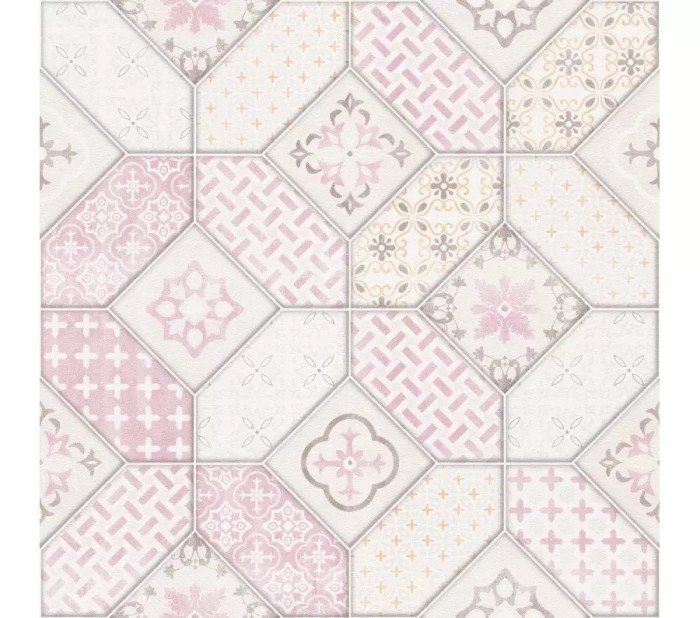 Tapet faianta retro lavabil, crem, roz, imitations2 6315-05