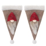 Cumpara ieftin Set 2 bucati decoratiune Craciun pentru tacamuri, model spiridus, 18 x 10 cm, rosu / maro