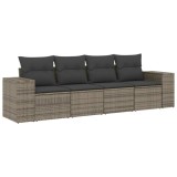 Cumpara ieftin Set canapea de gradina cu perne, 4 piese, gri, poliratan