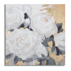 Tablou decorativ White Flowers - A, Mauro Ferretti, 90x90 cm, pictat manual, canvas/lemn de pin