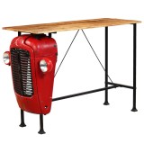 Cumpara ieftin Masă bar, stil tractor, lemn masiv mango, roșu, 60x150x107 cm