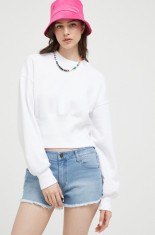Abercrombie &amp; Fitch bluza femei, culoarea alb, neted