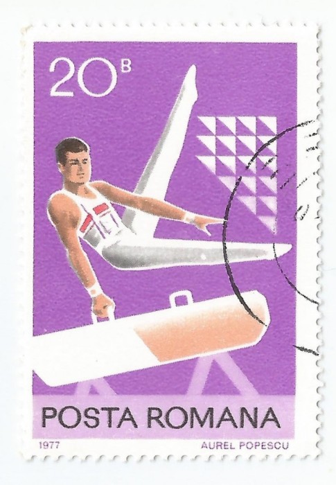 *Romania, Lp 943/1977, Sport, 20 bani, eroare 6, oblit.