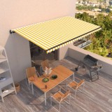 VidaXL Copertină retractabilă automat, galben și alb, 500x300 cm