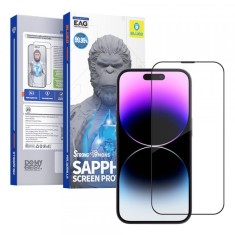Folie de protectie Ecran Blueo Sapphire Applicator Pro pentru Apple iPhone 15 Pro Max, Sticla Securizata, Full Glue, Neagra