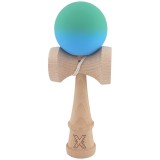 Kendama X Originala, Profesionala, Cyrax, din Lemn, Rubber Grip, 18 cm, Verde/Albastru