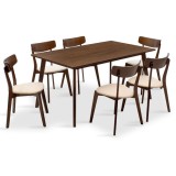Cumpara ieftin Set Masa si Scaune Benson-Toto 7 Piese Nuc Inchis - Bej 150x90x75 cm
