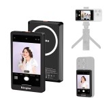 Monitor magnetic, KingMa VL-PH02 MAX, pentru selfie-uri si vlogging, ecran 3.97&quot;, compatibil iPhone, Samsung, Huawei, rezolutie 4K 30fps, negru