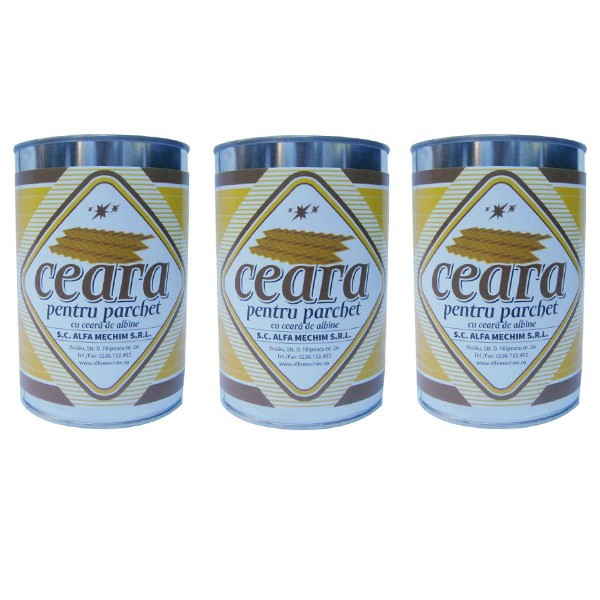 3 x Ceara parchet incolora solida 1kg, Ceara pentru lustruire pardoseli din lemn