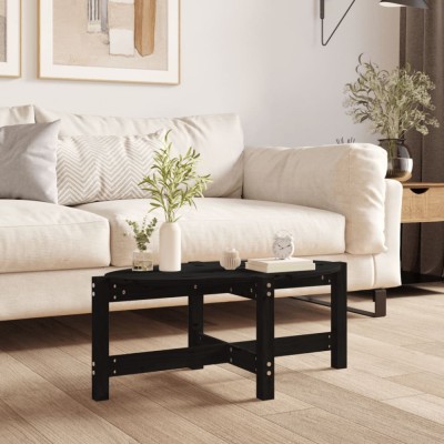 vidaXL Măsuță de cafea, negru, 87x48x35 cm, lemn masiv de pin 822326 foto