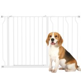 PawHut Poartă de Siguranță pentru C&acirc;ini din Oțel și ABS, Poartă Extensibilă pentru C&acirc;ini pentru Scări și Uși, 75-115 cm, Alb