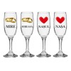 Set pahare Sampanie din sticla, personalizate, Miri si Nasi, pentru nunta, model 6, Oem