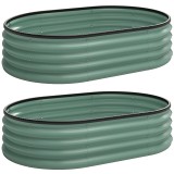 Outsunny Set de 2 Jardiniere &Icirc;nălțate Modulare, Ghivece de Grădină cu Margine din Cauciuc, Fund Deschis, Jardiniere &Icirc;nălțate din Oțel Galvanizat pentr
