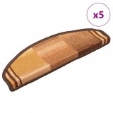 VidaXL Covorașe pentru scări autoadezive, 5 buc., maro, 65x21x4 cm